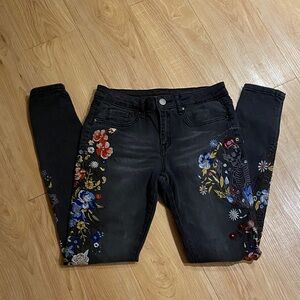 William Rast  Embroidered Black Jeans in 27